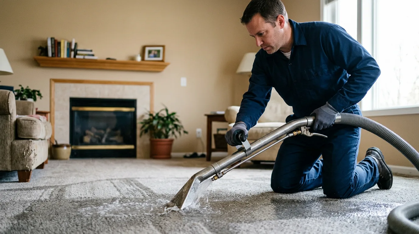 Water damage restoration technician working near Cowen, WV